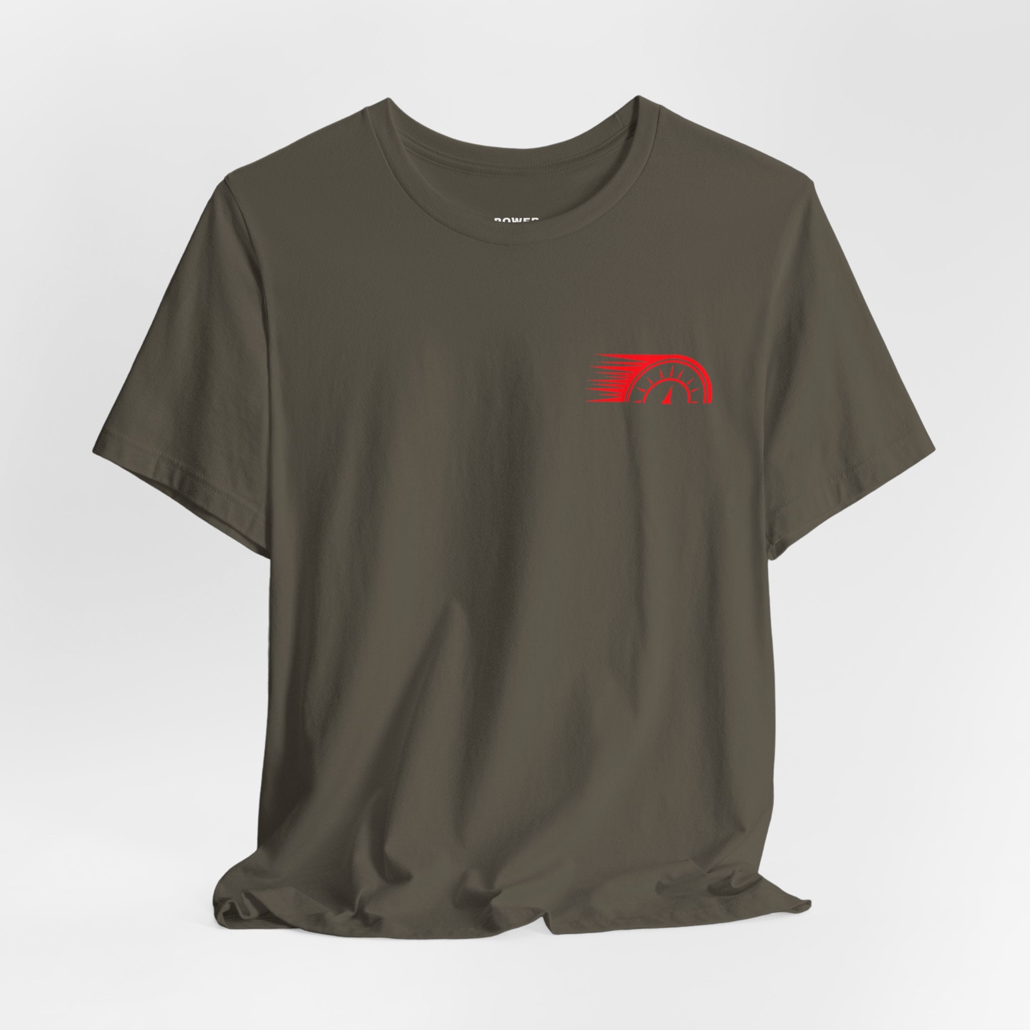 Power House Apparel T‑Shirt — Speedometer Logo Back Graphic Tee