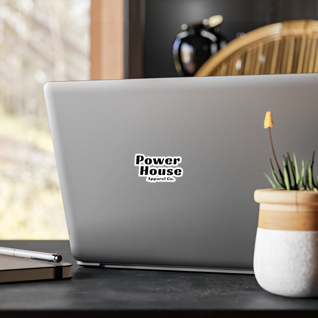 Power House Apparel Co. Kiss-Cut Sticker — Bold Black Logo Sticker for Laptops, Water Bottles & Gear