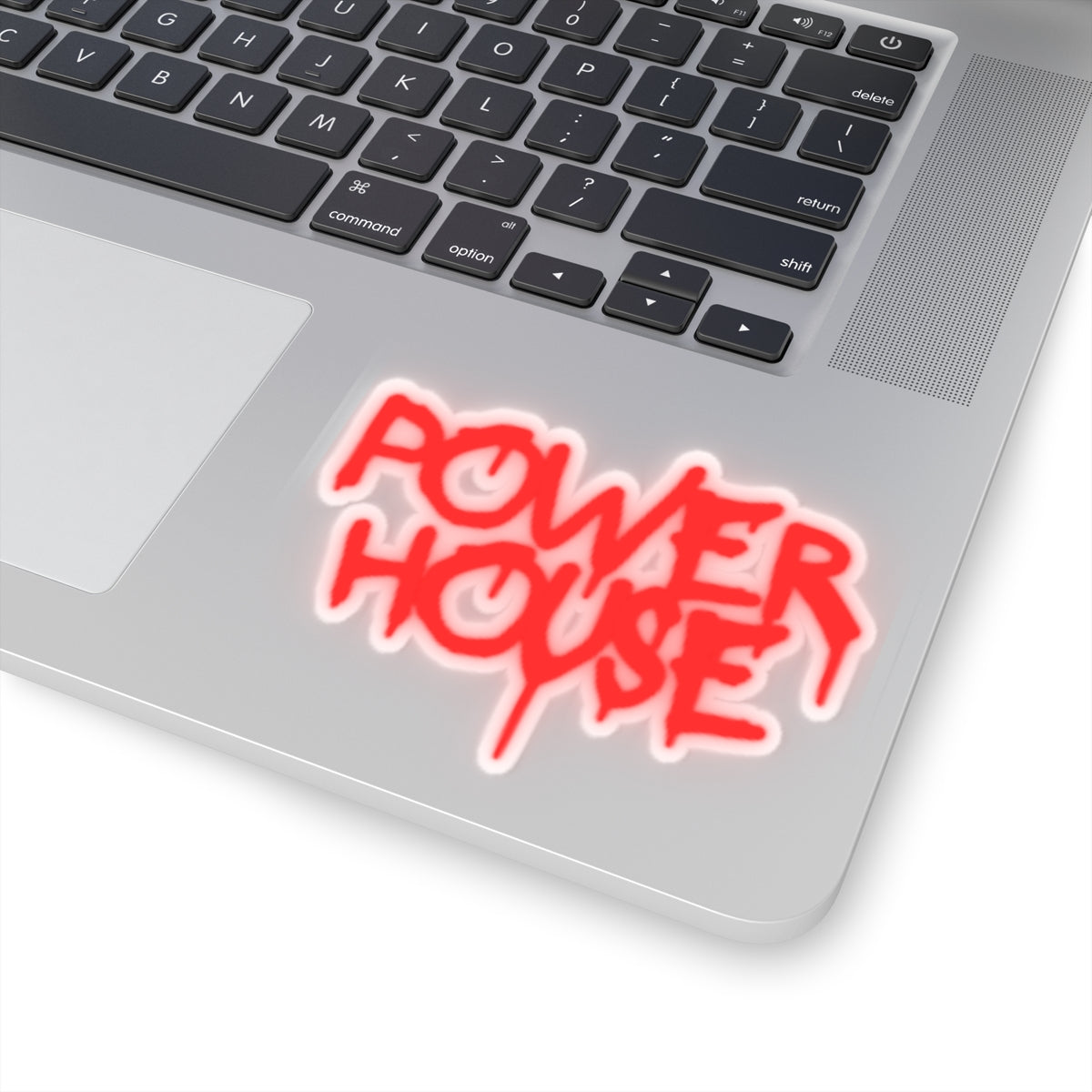 Power House Graffiti Sticker — Red Neon Kiss-Cut Decal