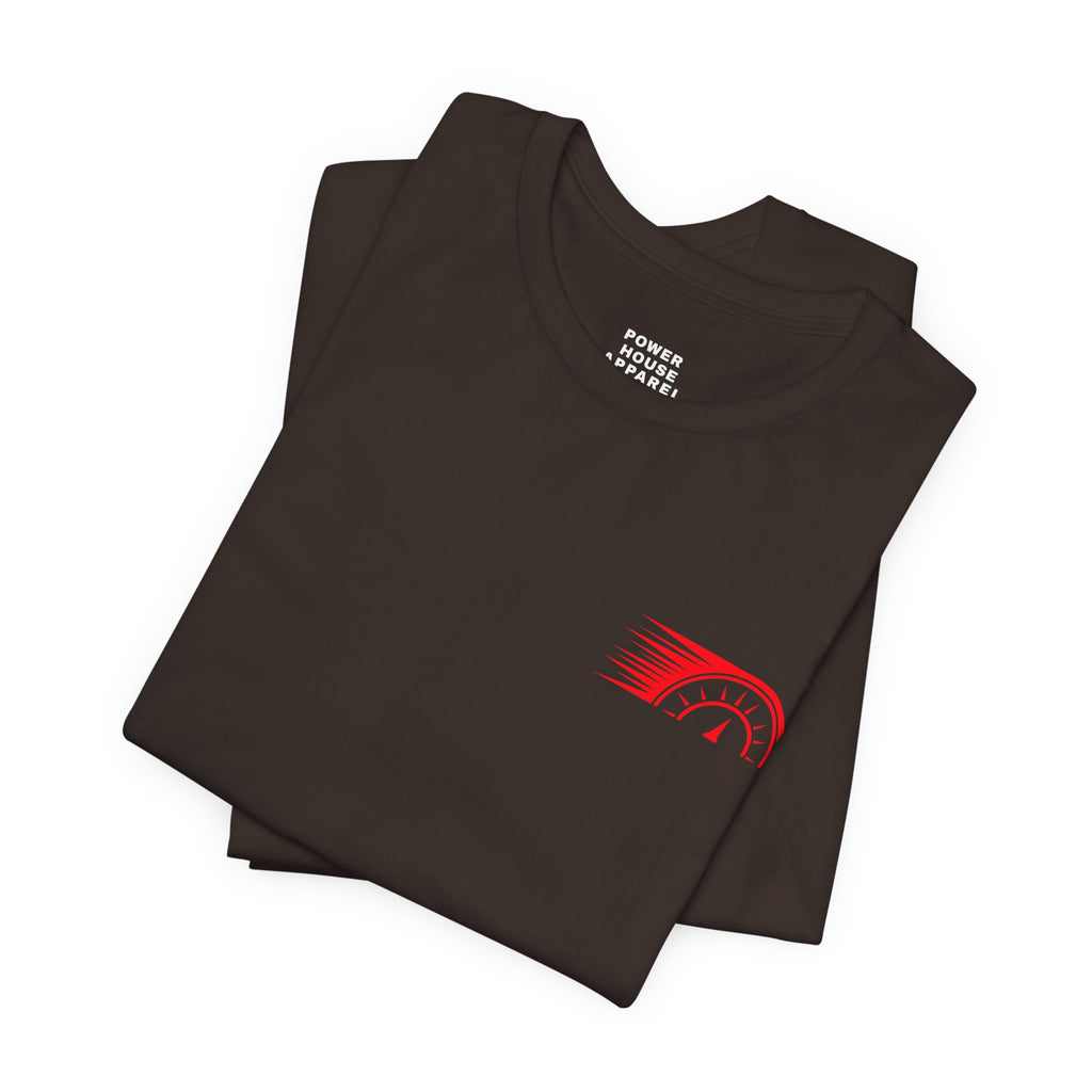 Power House Apparel T‑Shirt — Speedometer Logo Back Graphic Tee