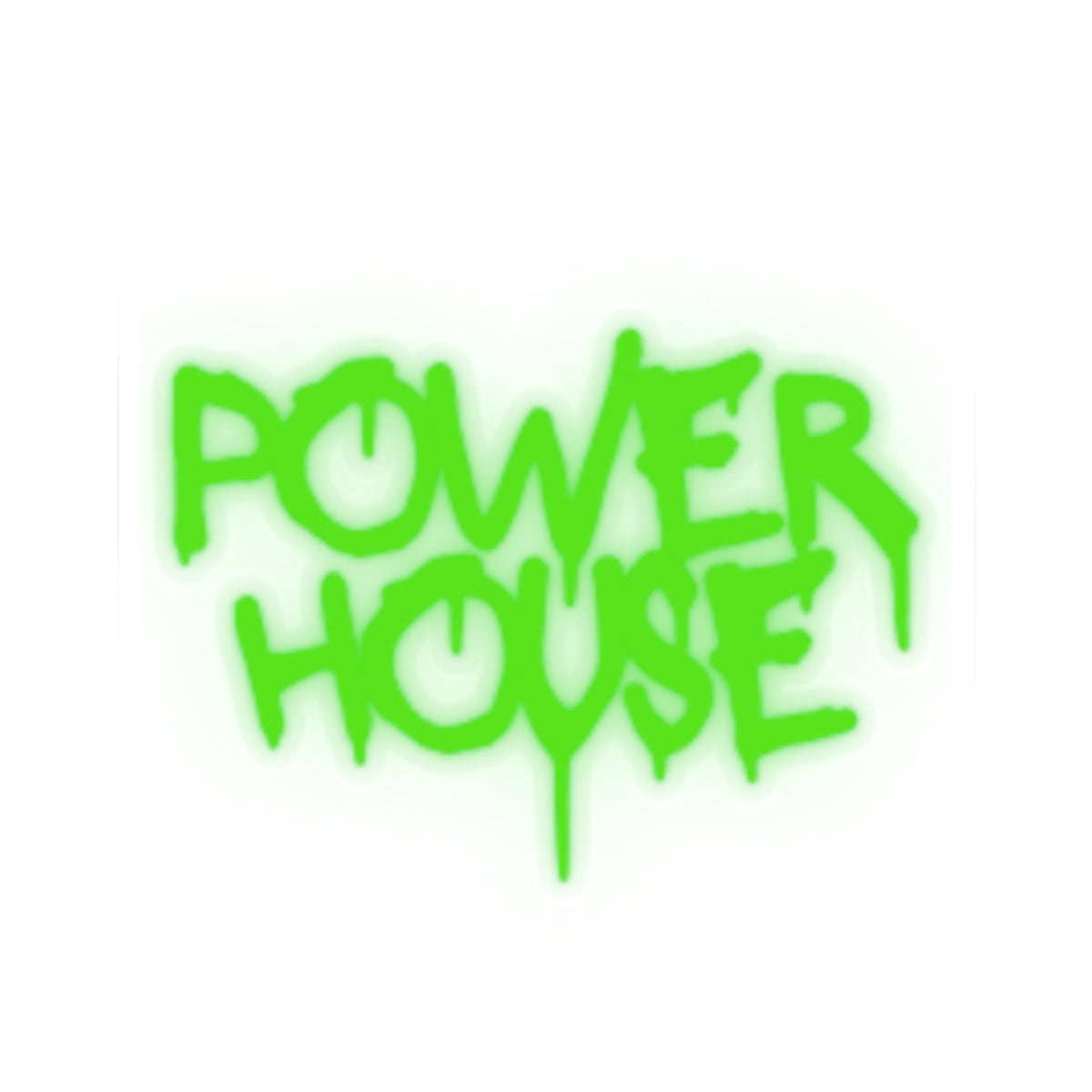 Power House Graffiti Sticker — Green Neon Kiss-Cut Decal