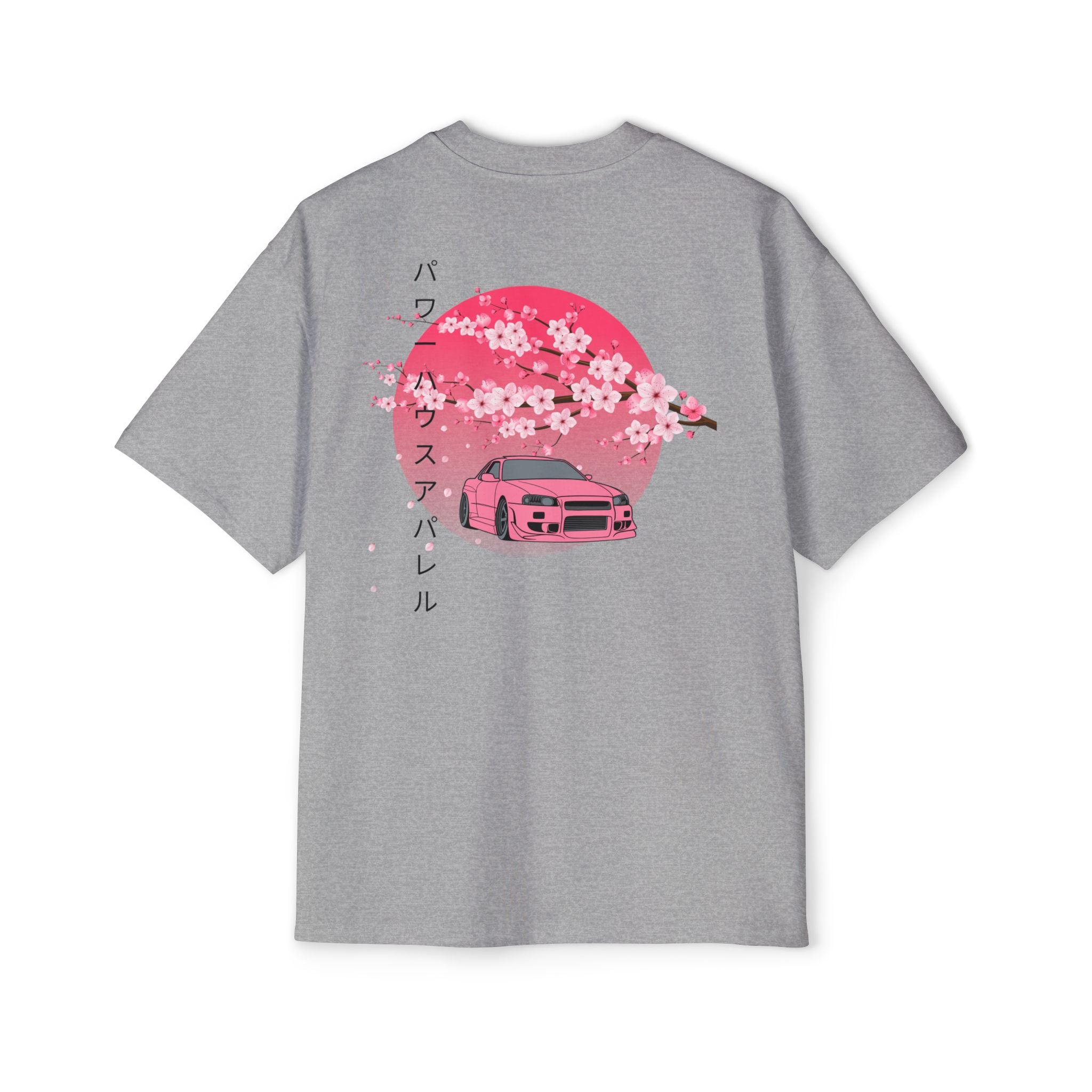 Japanese Sakura Skyline Tee – Pink Skyline Car Cherry Blossom Graphic T-Shirt