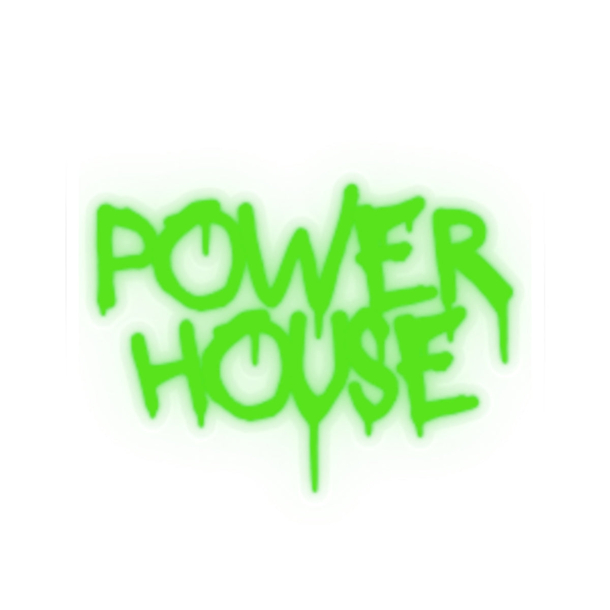 Power House Graffiti Sticker — Green Neon Kiss-Cut Decal