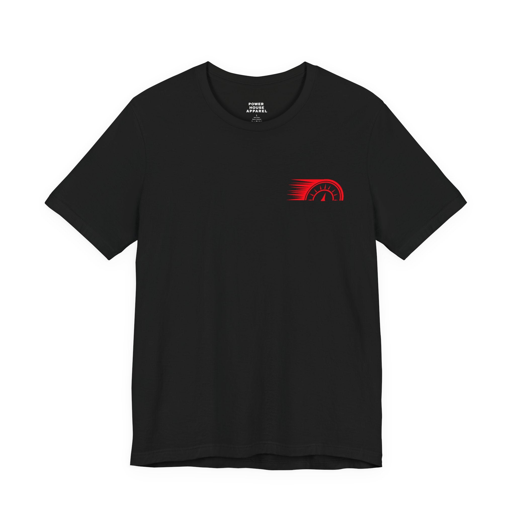 Power House Apparel T‑Shirt — Speedometer Logo Back Graphic Tee