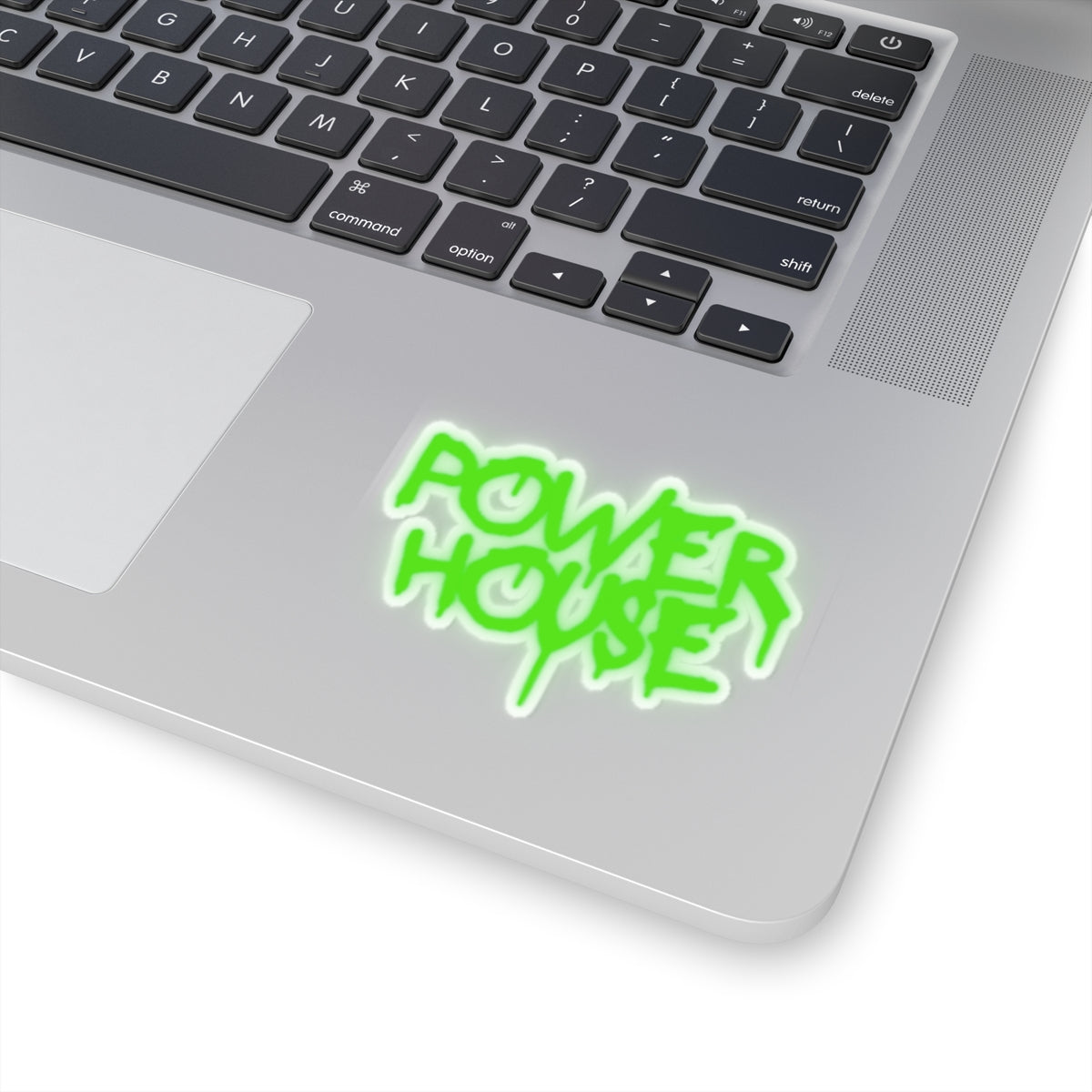 Power House Graffiti Sticker — Green Neon Kiss-Cut Decal