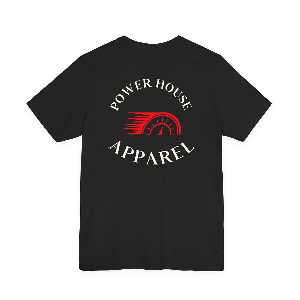 Power House Apparel T‑Shirt — Speedometer Logo Back Graphic Tee