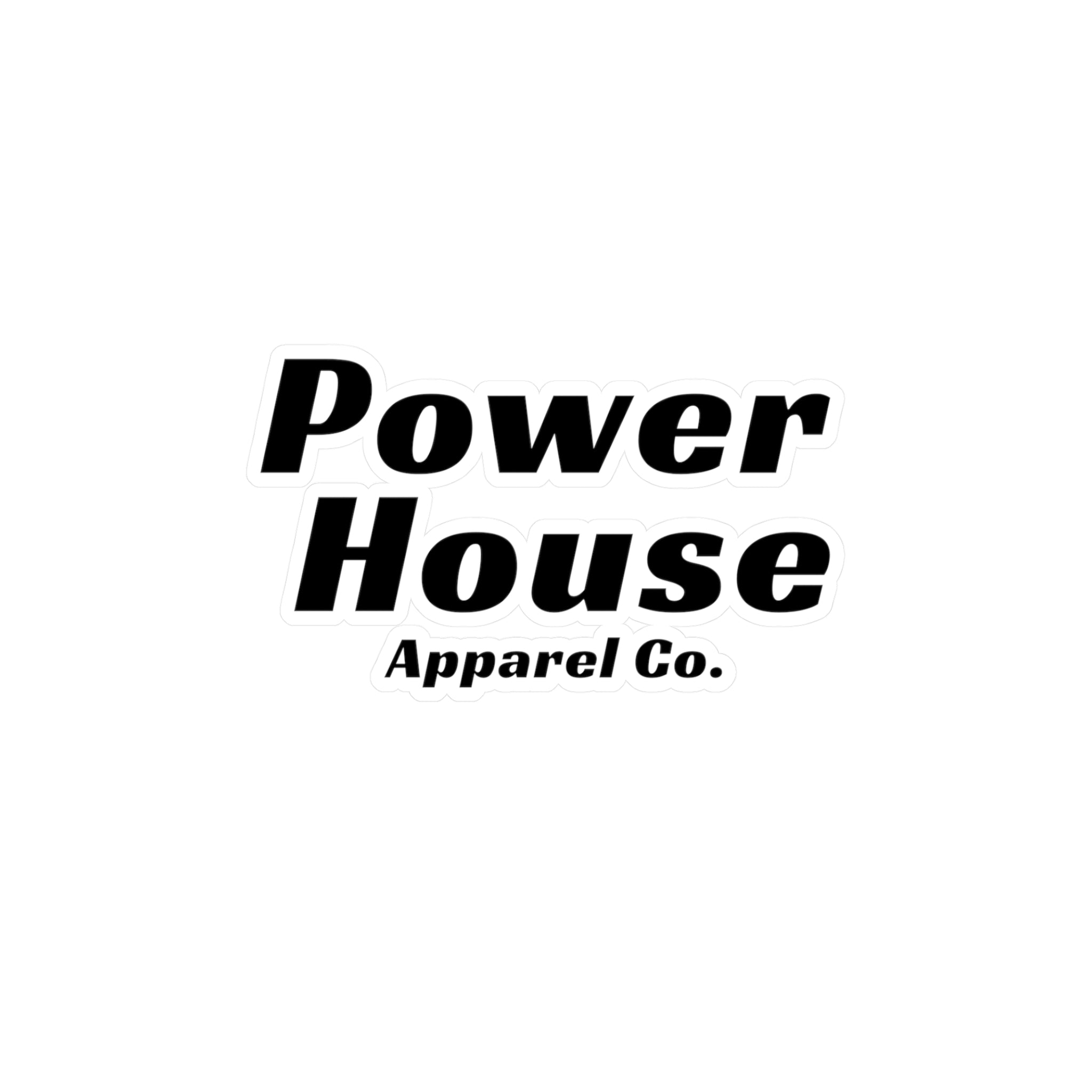Power House Apparel Co. Kiss-Cut Sticker — Bold Black Logo Sticker for Laptops, Water Bottles & Gear