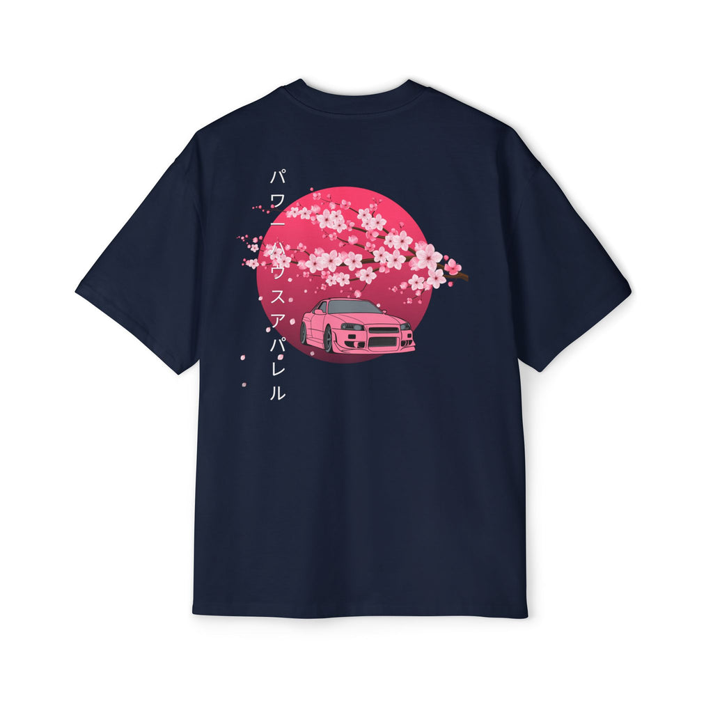 Japanese Sakura Skyline Tee – Pink Skyline Car Cherry Blossom Graphic T-Shirt