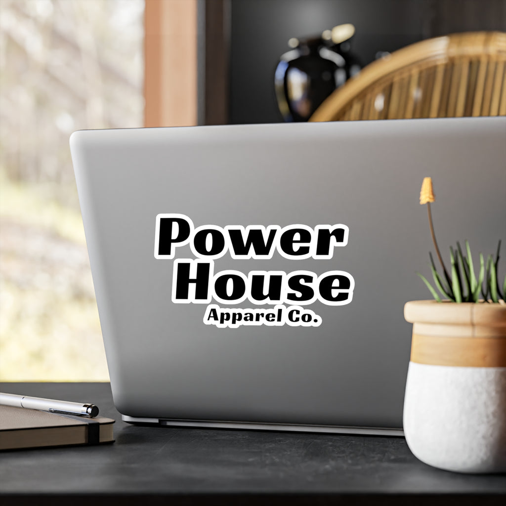 Power House Apparel Co. Kiss-Cut Sticker — Bold Black Logo Sticker for Laptops, Water Bottles & Gear