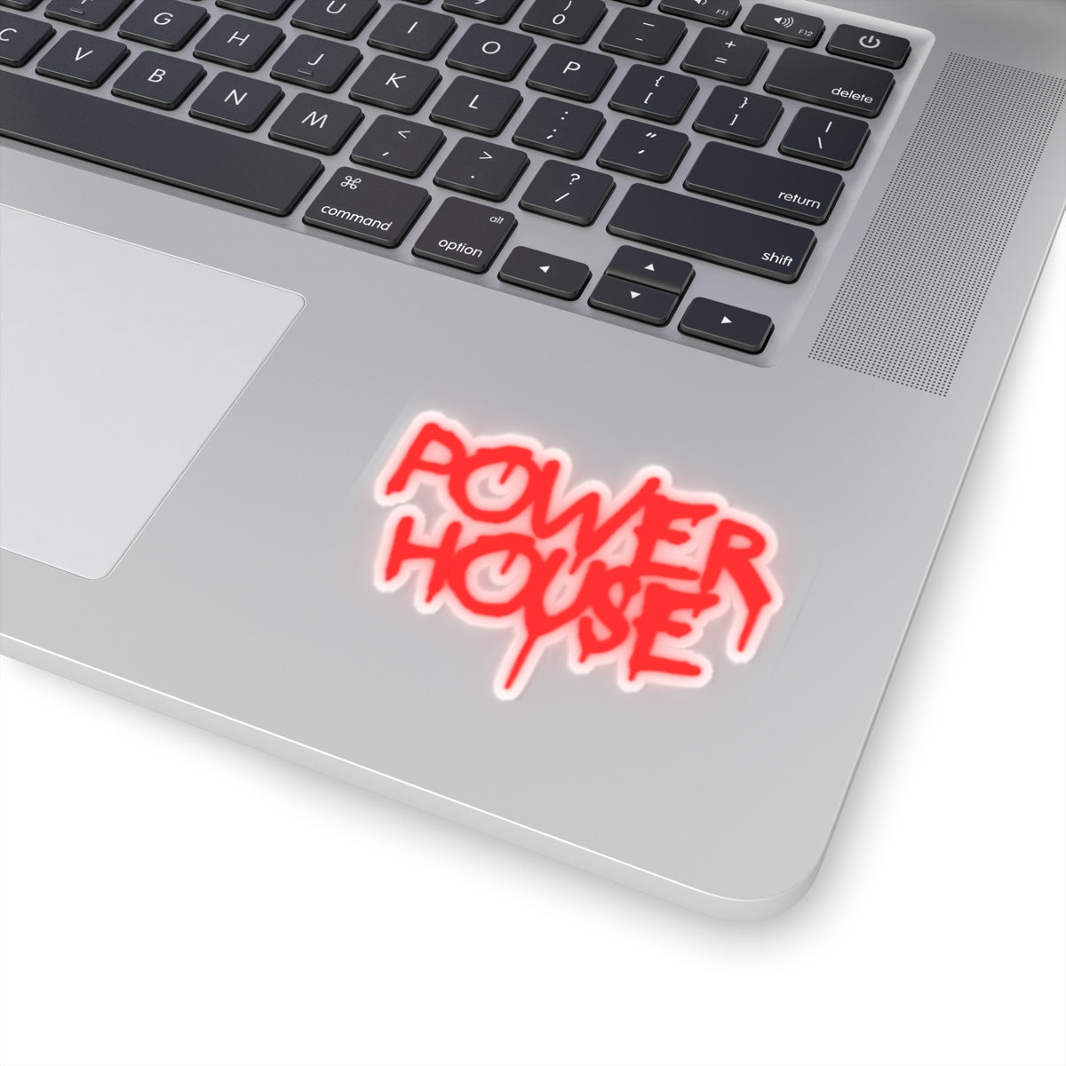 Power House Graffiti Sticker — Red Neon Kiss-Cut Decal
