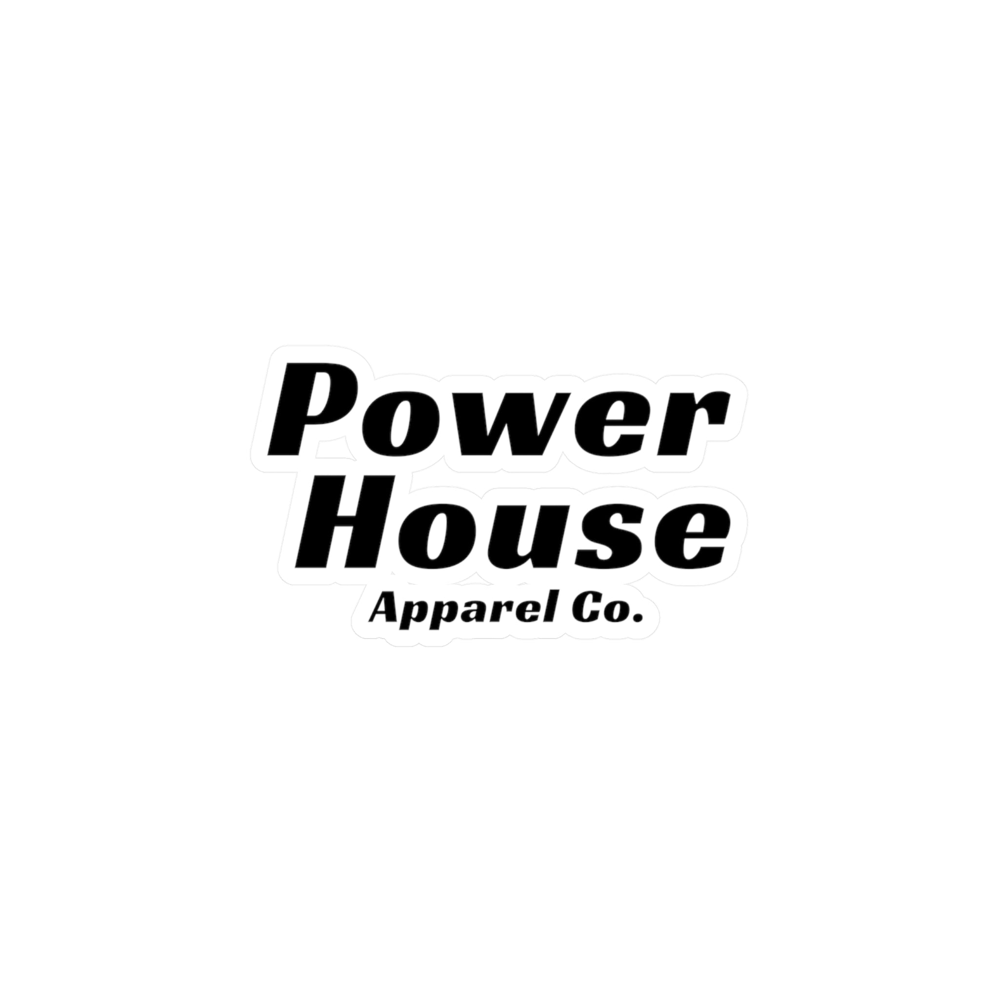Power House Apparel Co. Kiss-Cut Sticker — Bold Black Logo Sticker for Laptops, Water Bottles & Gear