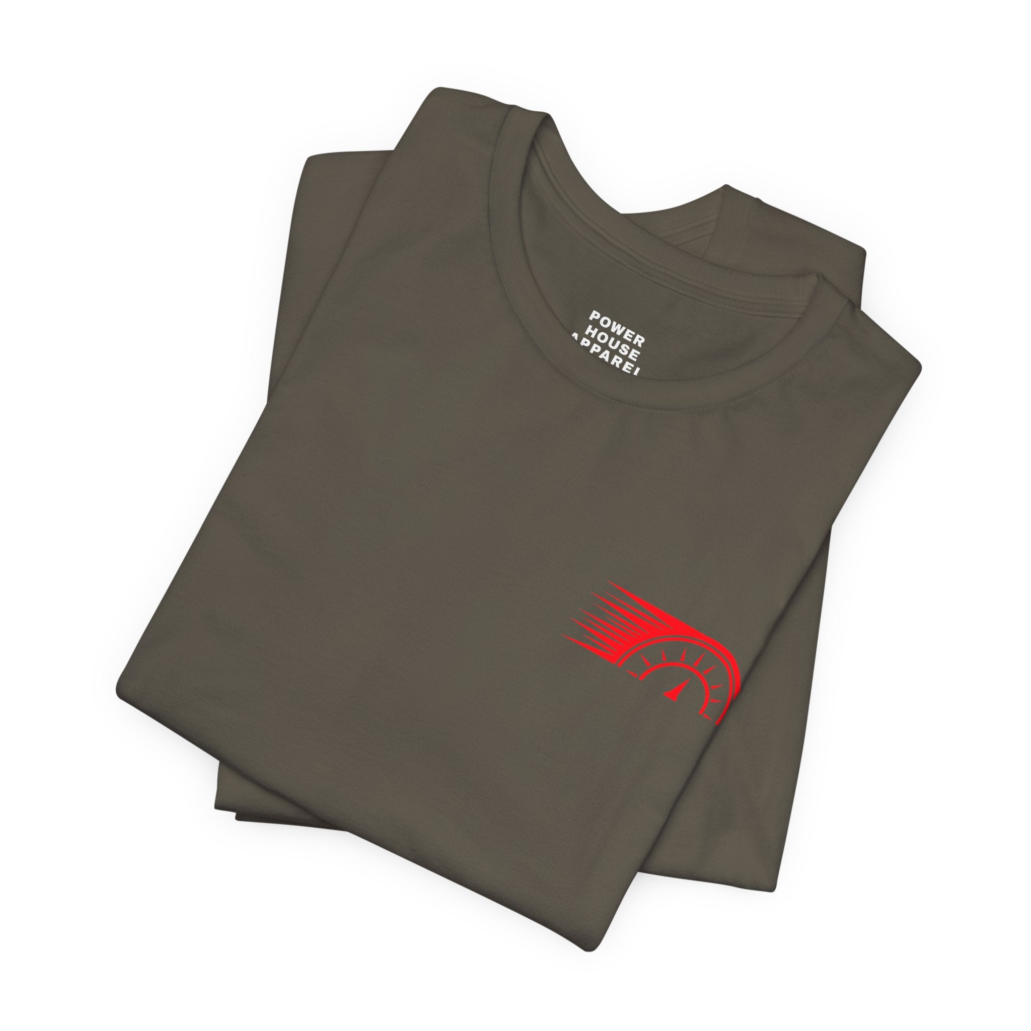 Power House Apparel T‑Shirt — Speedometer Logo Back Graphic Tee