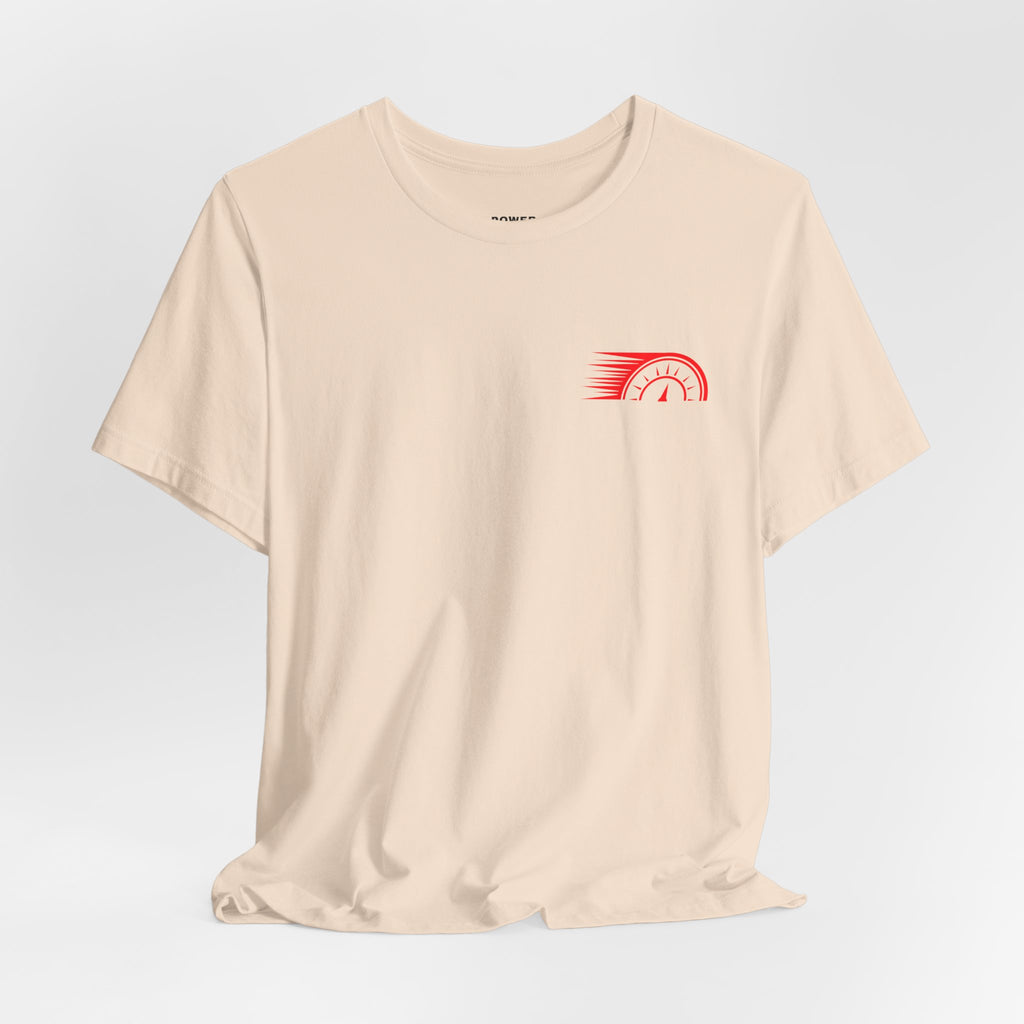 Power House Apparel T‑Shirt — Speedometer Logo Back Graphic Tee