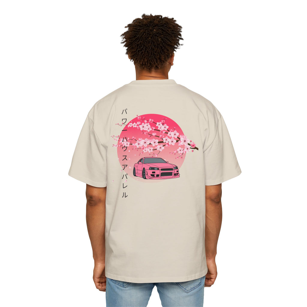 Japanese Sakura Skyline Tee – Pink Skyline Car Cherry Blossom Graphic T-Shirt