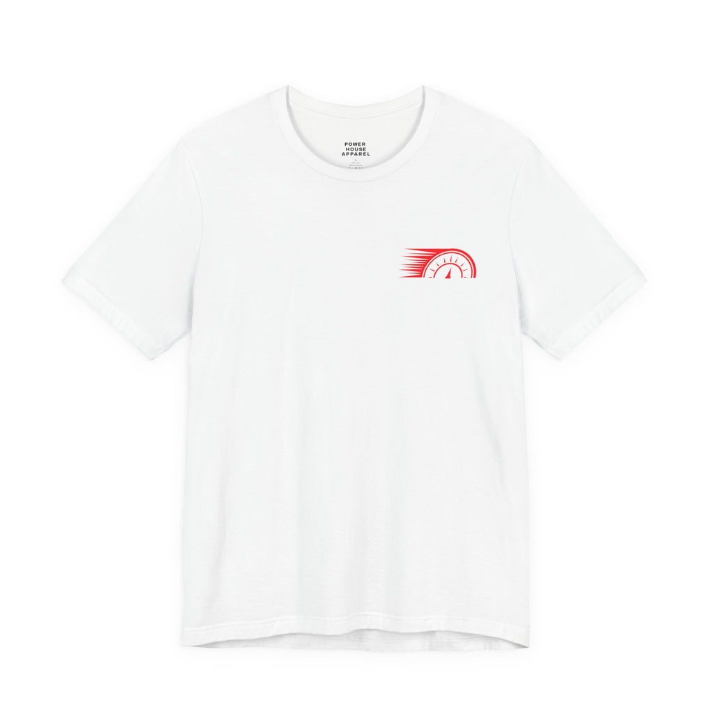 Power House Apparel T‑Shirt — Speedometer Logo Back Graphic Tee