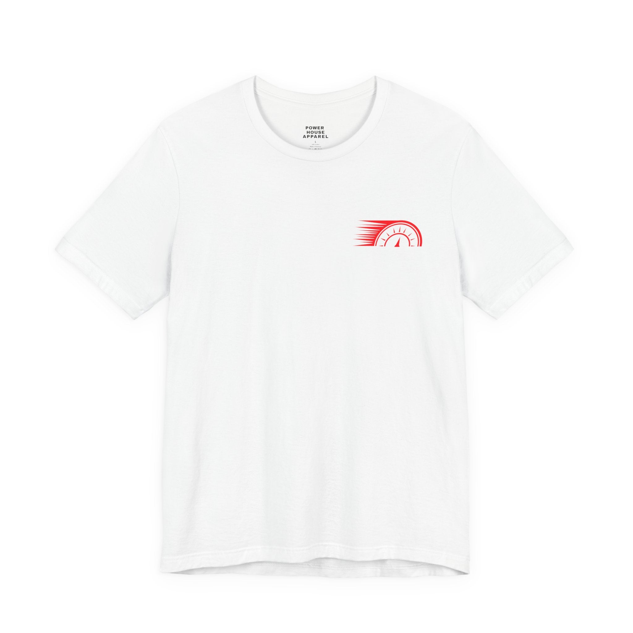 Power House Apparel T‑Shirt — Speedometer Logo Back Graphic Tee
