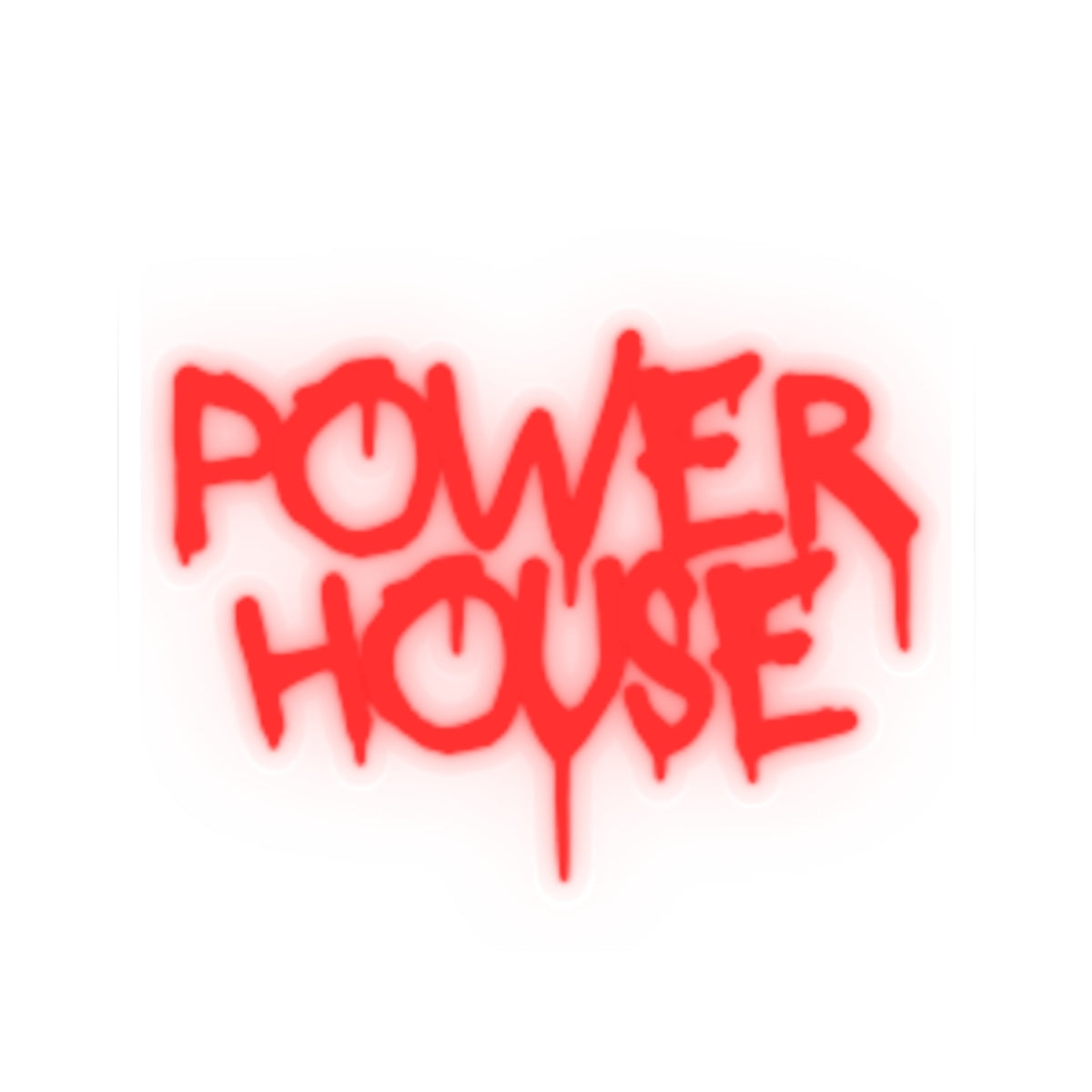 Power House Graffiti Sticker — Red Neon Kiss-Cut Decal