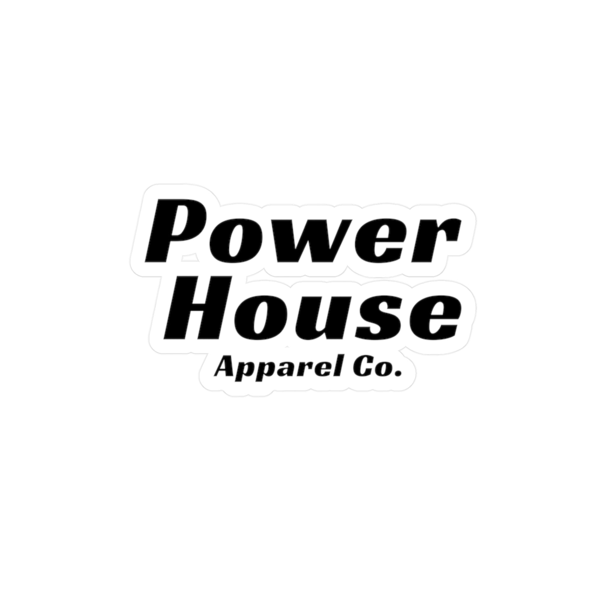 Power House Apparel Co. Kiss-Cut Sticker — Bold Black Logo Sticker for Laptops, Water Bottles & Gear