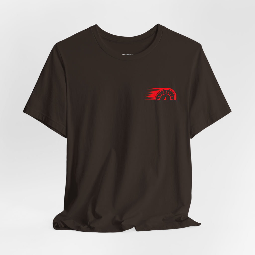 Power House Apparel T‑Shirt — Speedometer Logo Back Graphic Tee