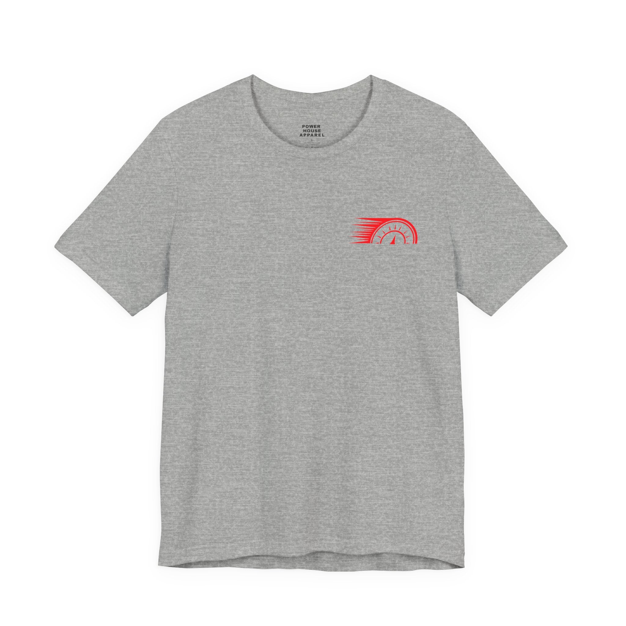 Power House Apparel T‑Shirt — Speedometer Logo Back Graphic Tee