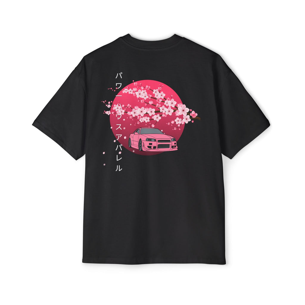 Japanese Sakura Skyline Tee – Pink Skyline Car Cherry Blossom Graphic T-Shirt