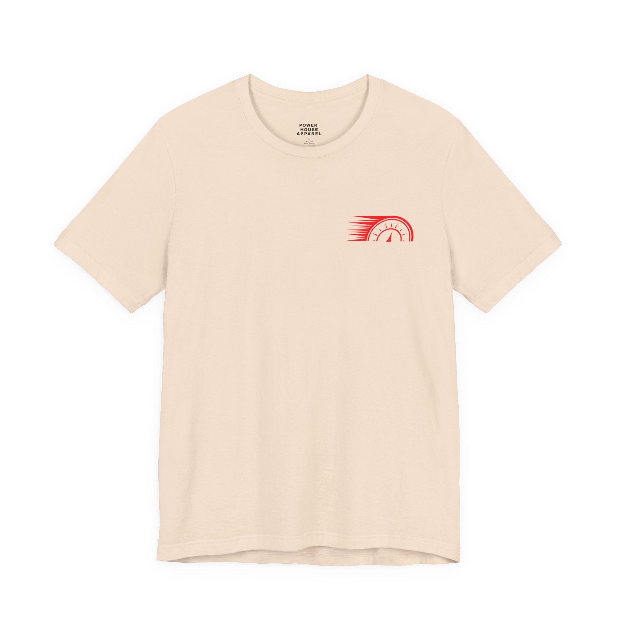 Power House Apparel T‑Shirt — Speedometer Logo Back Graphic Tee