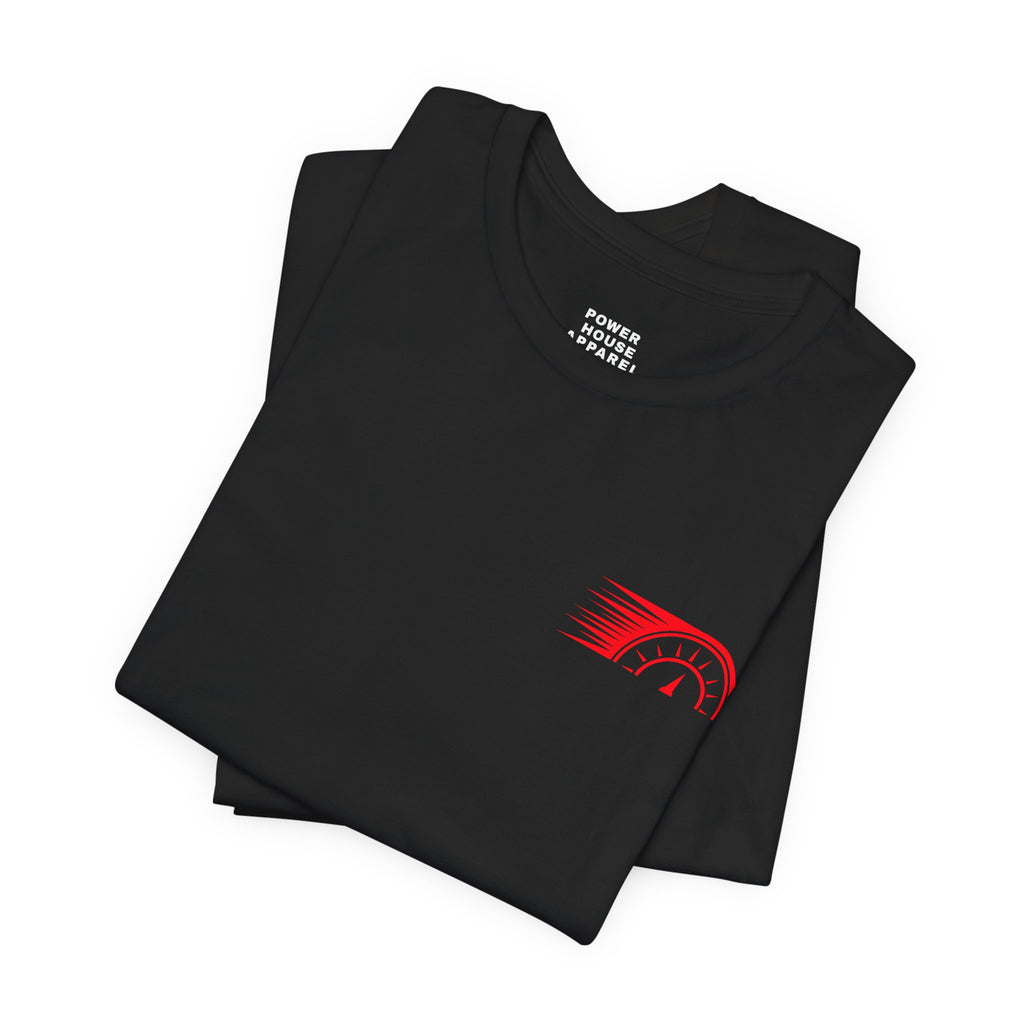 Power House Apparel T‑Shirt — Speedometer Logo Back Graphic Tee